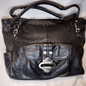 Bruce Makowsky Large Black Leather Shoulder Bag